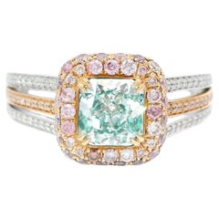 GIA-zertifizierter 0,83 Karat Fancy Hellgrüner VS1 Reinheitsring mit Diamanten
