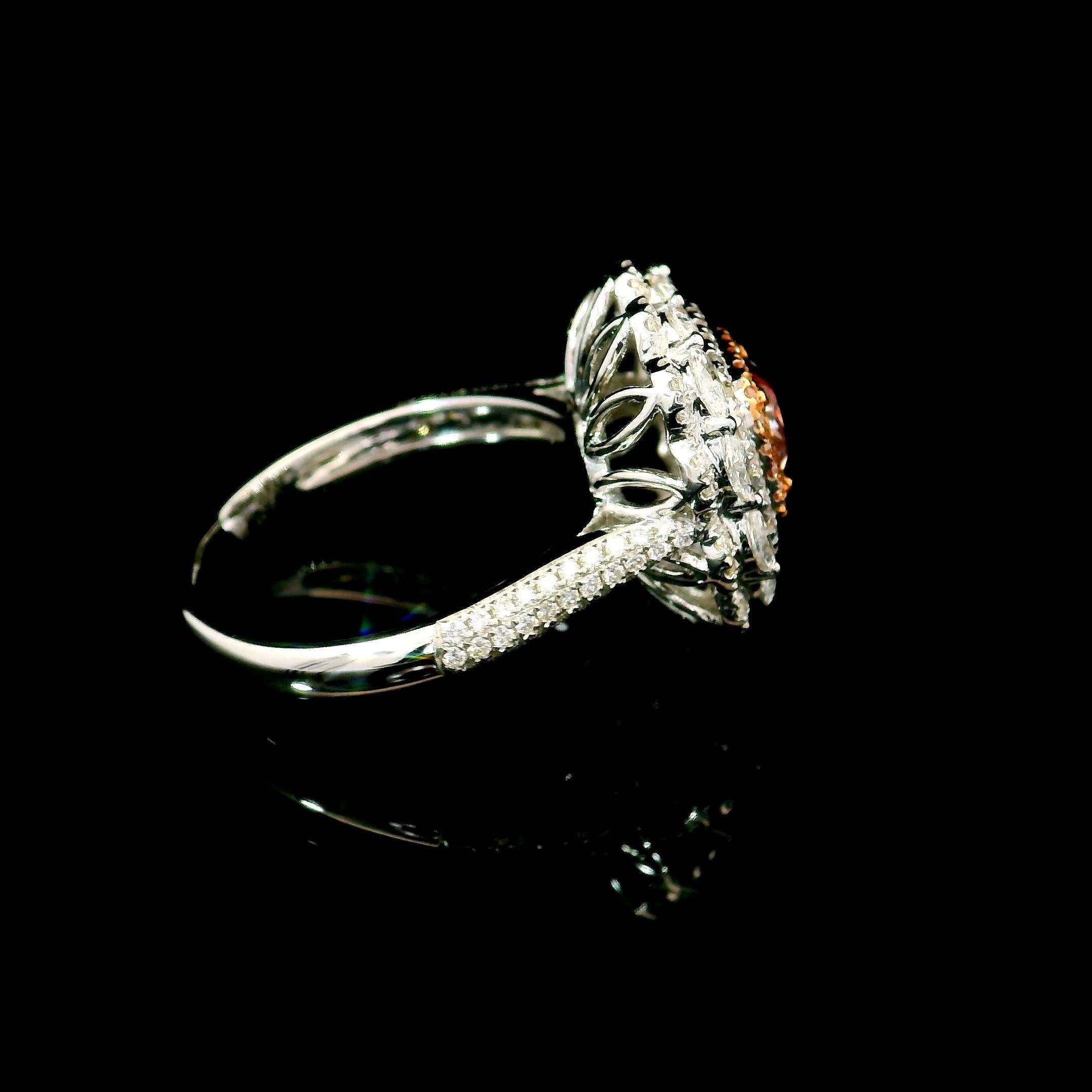 Anello con diamante certificato GIA da 0,83 carati, di colore rosa chiaro e marrone VS1, chiarezza in vendita 2