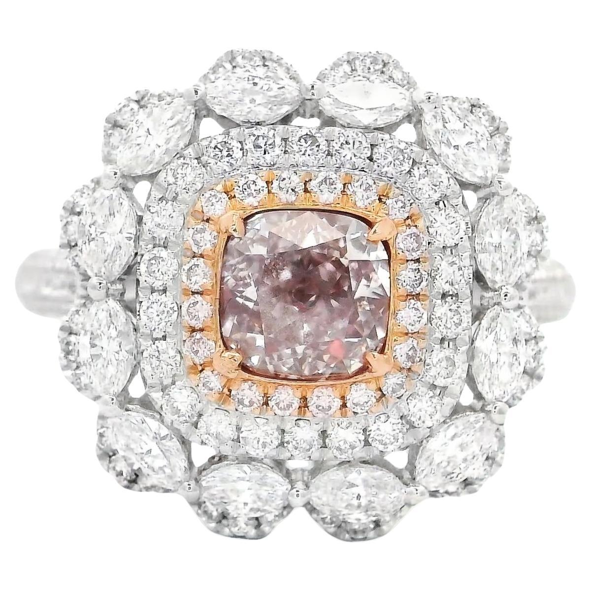GIA Certified 0.83 Carat Fancy Light Pinkish Brown VS1 Clarity Diamond Ring