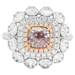 Anello con diamante certificato GIA da 0,83 carati, di colore rosa chiaro e marrone VS1, chiarezza