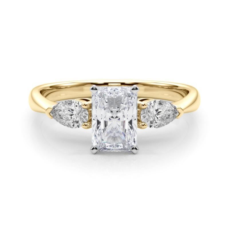GIA Certified 0.83 Carat Radiant East-West Three-Stone Diamond Ring