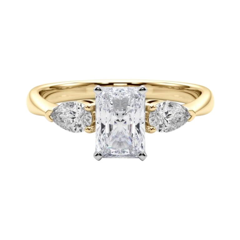 GIA Certified 0.83 Carat Radiant East-West Three-Stone Diamond Ring