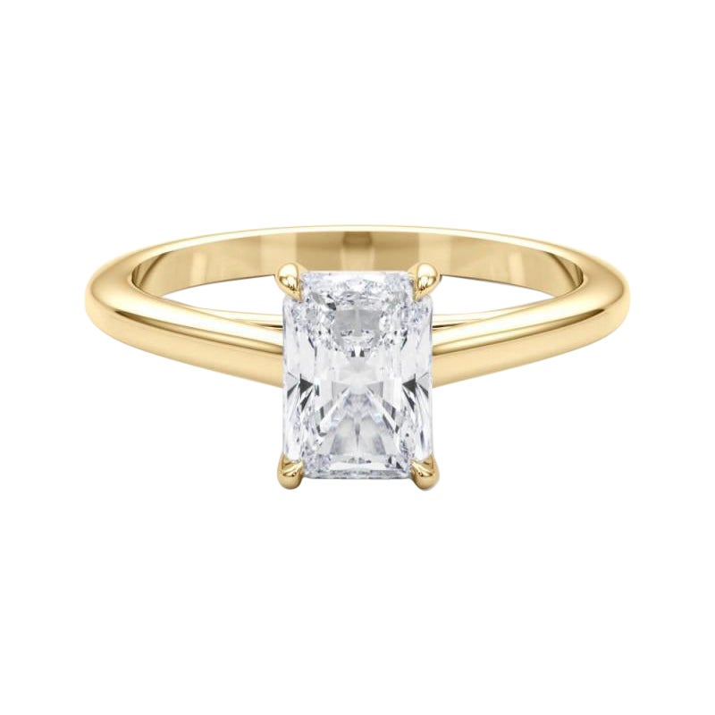 Bague diamant cathédrale solitaire radiant de 0.83 carat certifiée GIA