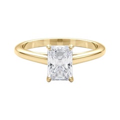 Bague diamant cathédrale solitaire radiant de 0.83 carat certifiée GIA