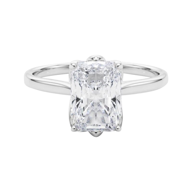 Anello con diamante radiante solitario Tulip Rose da 0.83 carati certificato GIA