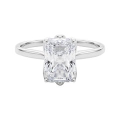 GIA Certified 0.83 Carat Radiant Solitaire Tulip Rose Diamond Ring