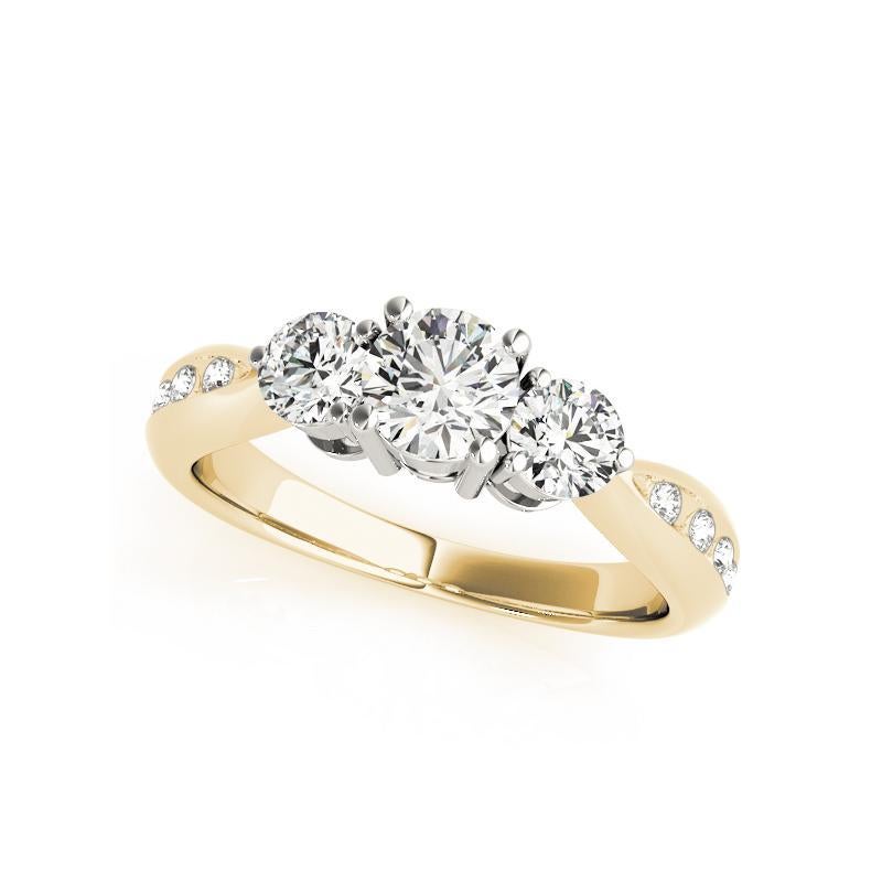 Taglio rotondo GIA Certified 0.83 Carat Three-Stone Round & Channel Diamond Ring in vendita