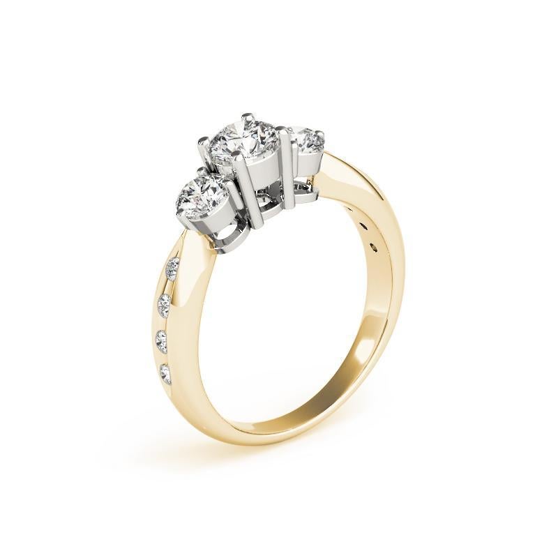 Donna GIA Certified 0.83 Carat Three-Stone Round & Channel Diamond Ring in vendita