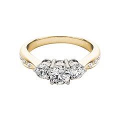 GIA Certified 0.83 Carat Three-Stone Round & Channel Diamond Ring