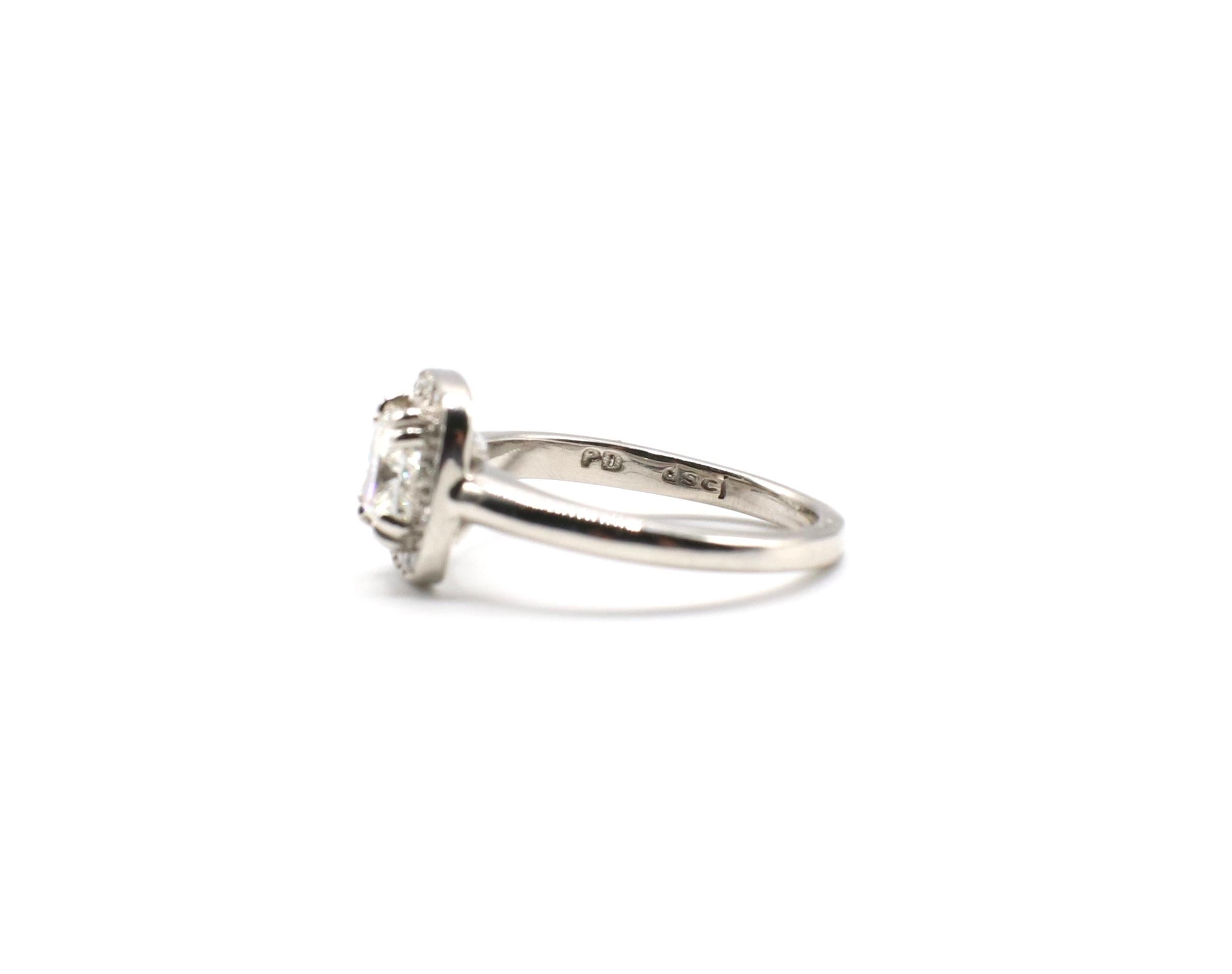 Women's GIA Certified 0.83CT H VVS1 Cushion Platinum Diamond Halo Engagement Ring