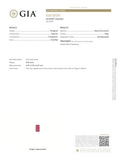 Rubis de Birmanie octogonal naturel de 0,83 carat certifié par le GIA