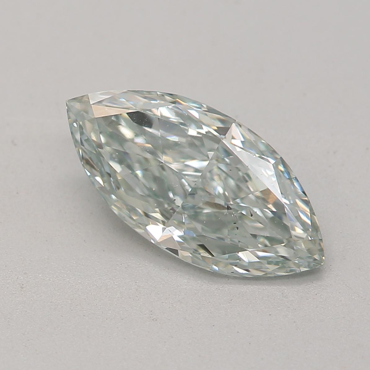 Marquise Cut GIA Certified 0.84 Carat Fancy Greyish Green VS2 Clarity Diamond For Sale