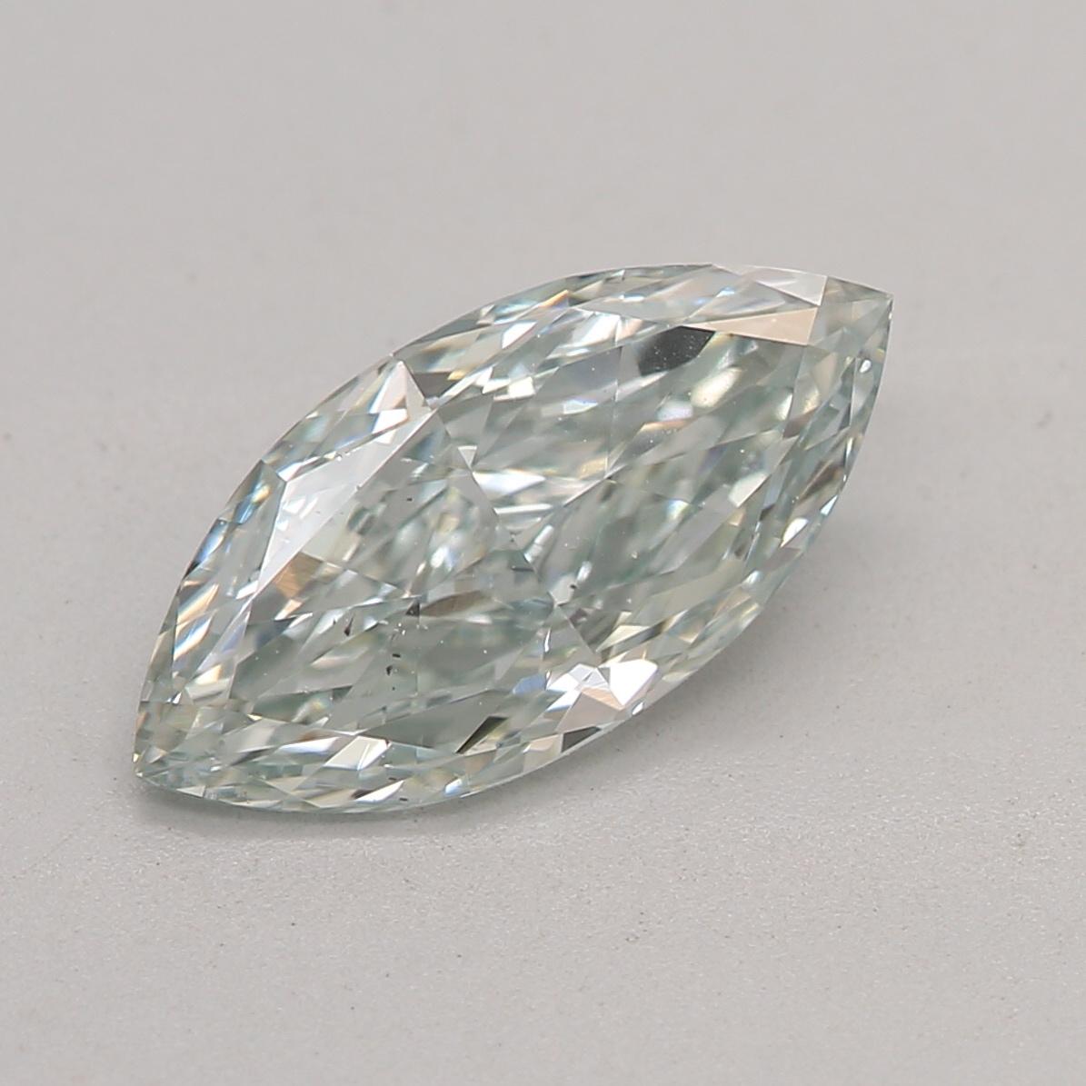 Certificate: GIA
Report Number: 6371759472
Shape And Cut: Marquise
Carat Weight: 0.84carat
Measurements:  10.08 x 4.87 x 2.66 mm
Color Grade: Fancy Greyish Green

This fancy greyish-green diamond is a rare diamond characterized by its unique hue,