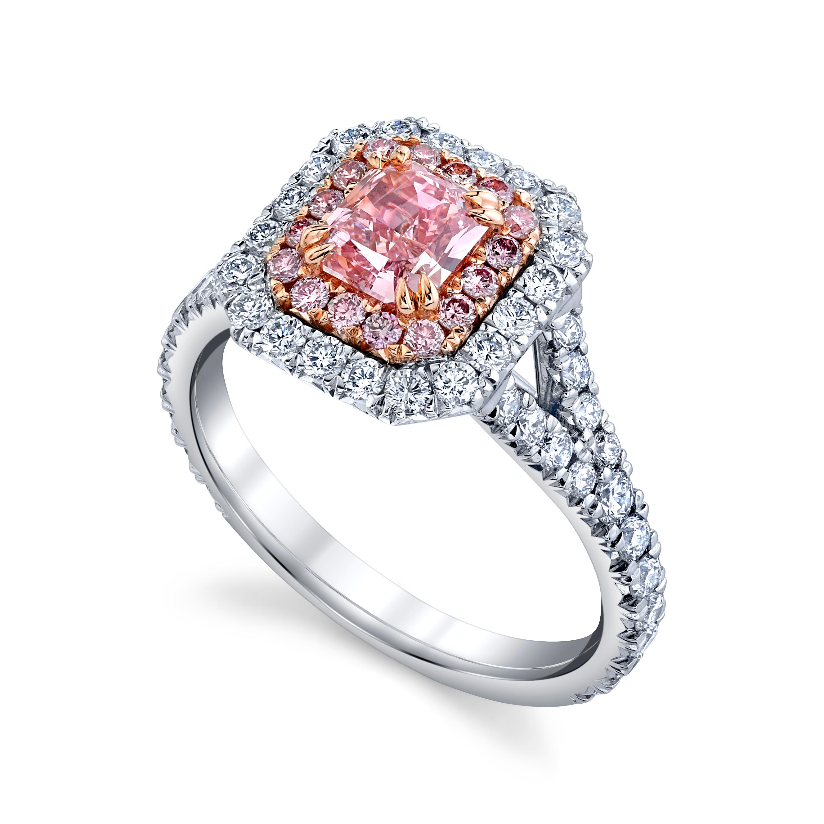 The ultimate family heirloom to in invest in, is Natural Pink Diamonds.

A wonderfully rare 0.84ct Radiant Fancy Intense Pink, Internally Flawless Natural Diamond set in Platinum & 18K Rose Gold surround by stunning Pink and Colorless Natural