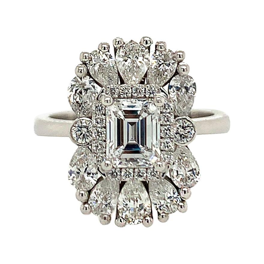 GIA Certified 0.85 Carat Emerald Cut Diamond Engagement Ring For Sale