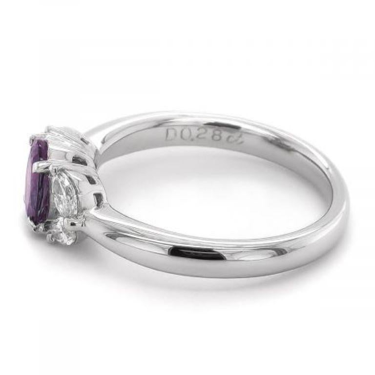 Women's GIA Certified 0.85 Carat Natural Brazilian Alexandrite Diamond Platinum Ring For Sale