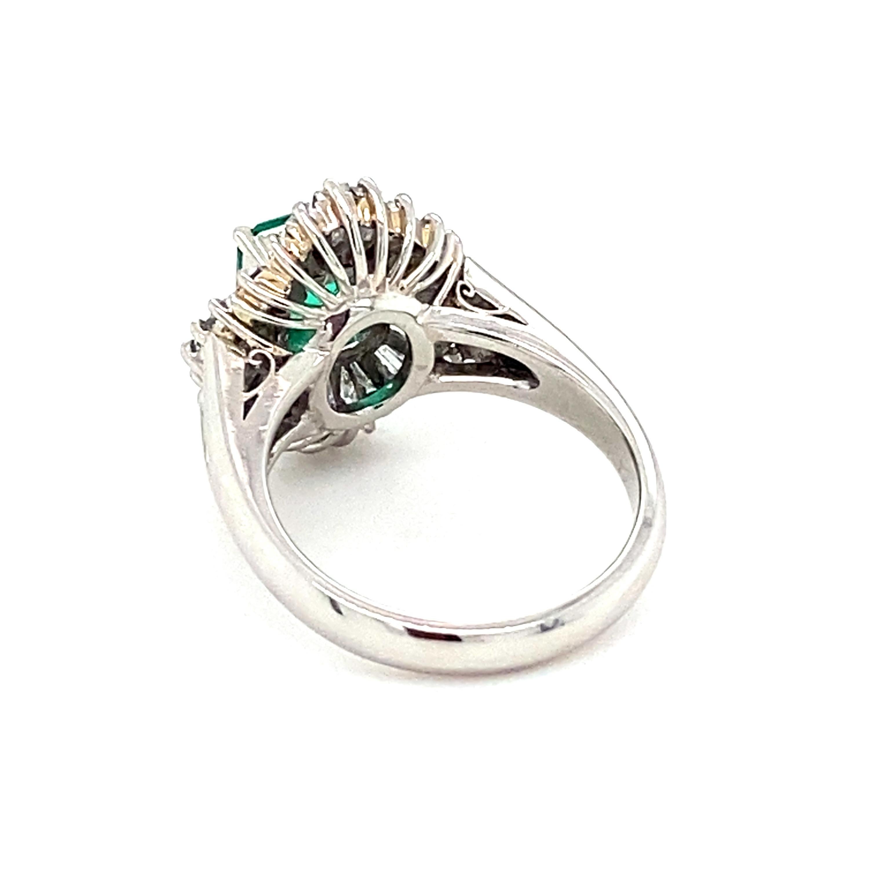 GIA Certified 0.85 Carat Octagon Cut Columbian Emerald Diamond Ring For Sale 5