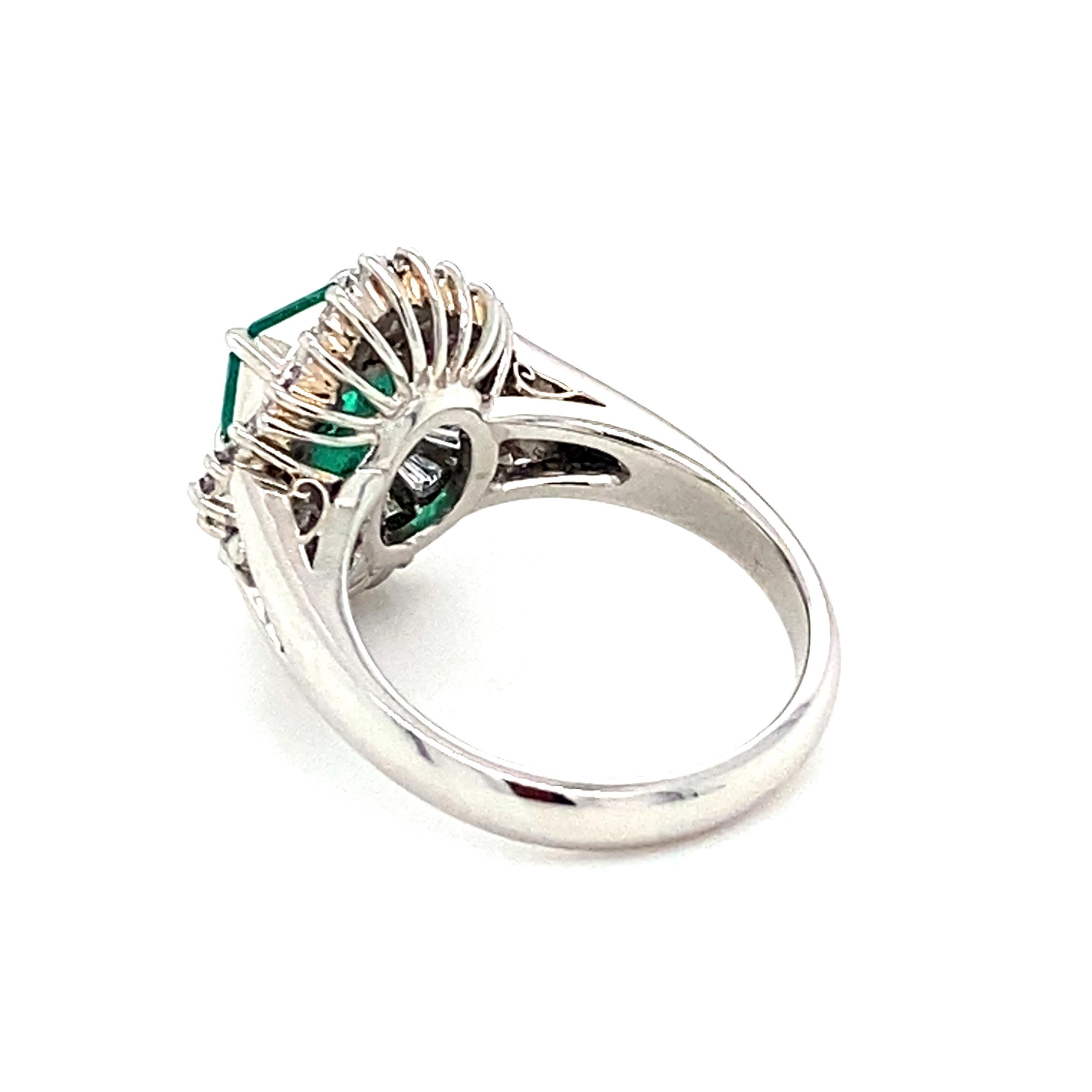 GIA Certified 0.85 Carat Octagon Cut Columbian Emerald Diamond Ring For Sale 6