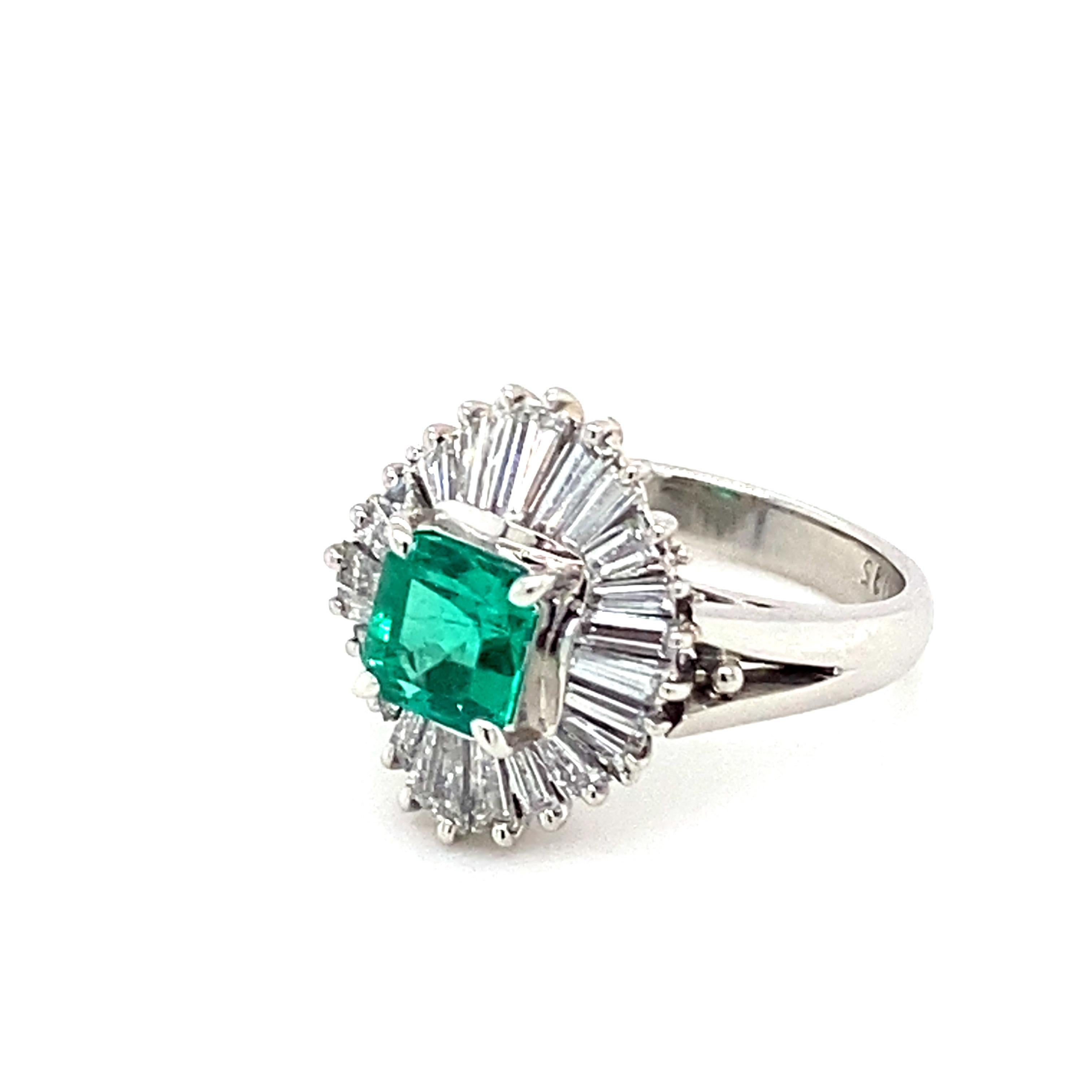 GIA Certified 0.85 Carat Octagon Cut Columbian Emerald Diamond Ring For Sale 10