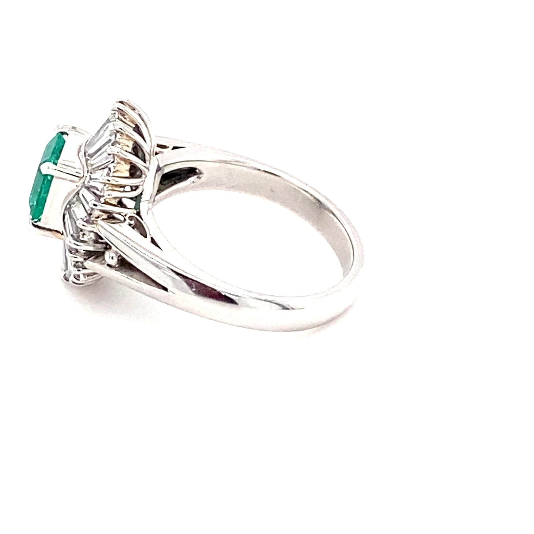 GIA Certified 0.85 Carat Octagon Cut Columbian Emerald Diamond Ring For Sale 13