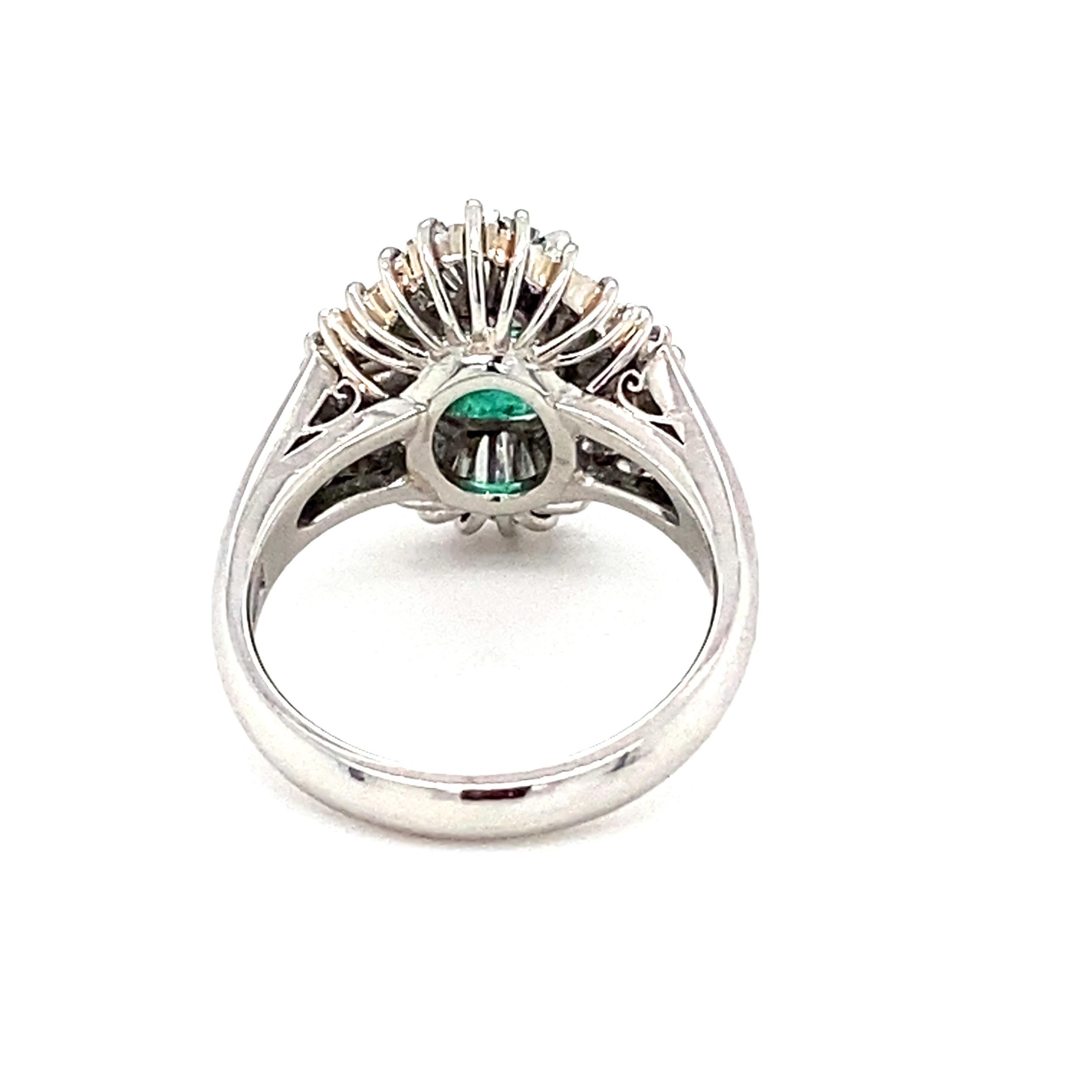 GIA Certified 0.85 Carat Octagon Cut Columbian Emerald Diamond Ring For Sale 4