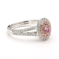 GIA zertifiziert 0,85 Karat Pink Diamond Ovalschliff Fancy Orangy Pink 18K Weißgold