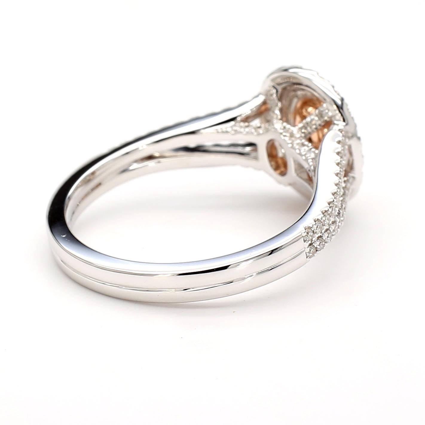 GIA zertifiziert 0,85 Karat Pink Diamond Ovalschliff Fancy Orangy Pink 18K Weißgold Damen im Angebot