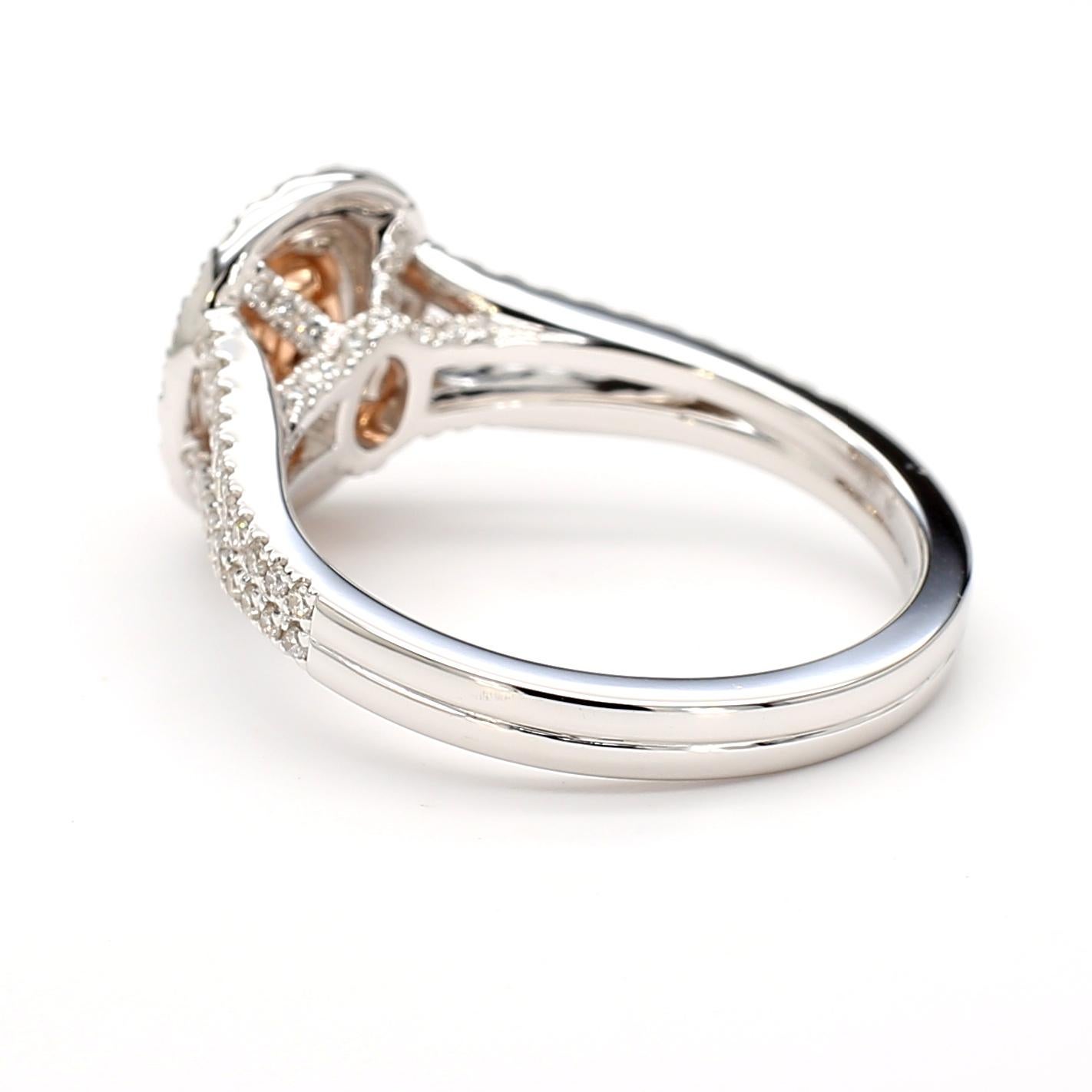 GIA zertifiziert 0,85 Karat Pink Diamond Ovalschliff Fancy Orangy Pink 18K Weißgold im Angebot 2