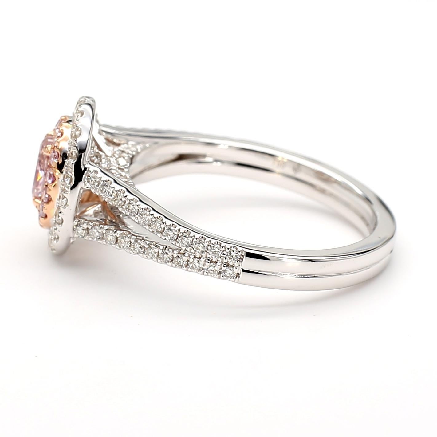 GIA zertifiziert 0,85 Karat Pink Diamond Ovalschliff Fancy Orangy Pink 18K Weißgold im Angebot 3