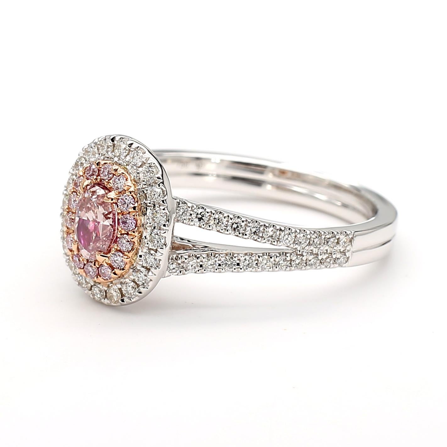 GIA zertifiziert 0,85 Karat Pink Diamond Ovalschliff Fancy Orangy Pink 18K Weißgold im Angebot 4