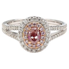GIA Certificato 0,85 Carati Pink Diamond Taglio Ovale Fancy Orangy Pink Oro Bianco 18K