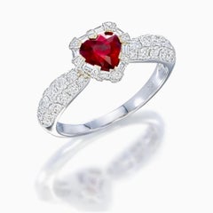 GIA Certified 0.85 Carat Burma No Heat Ruby and Diamond Ring