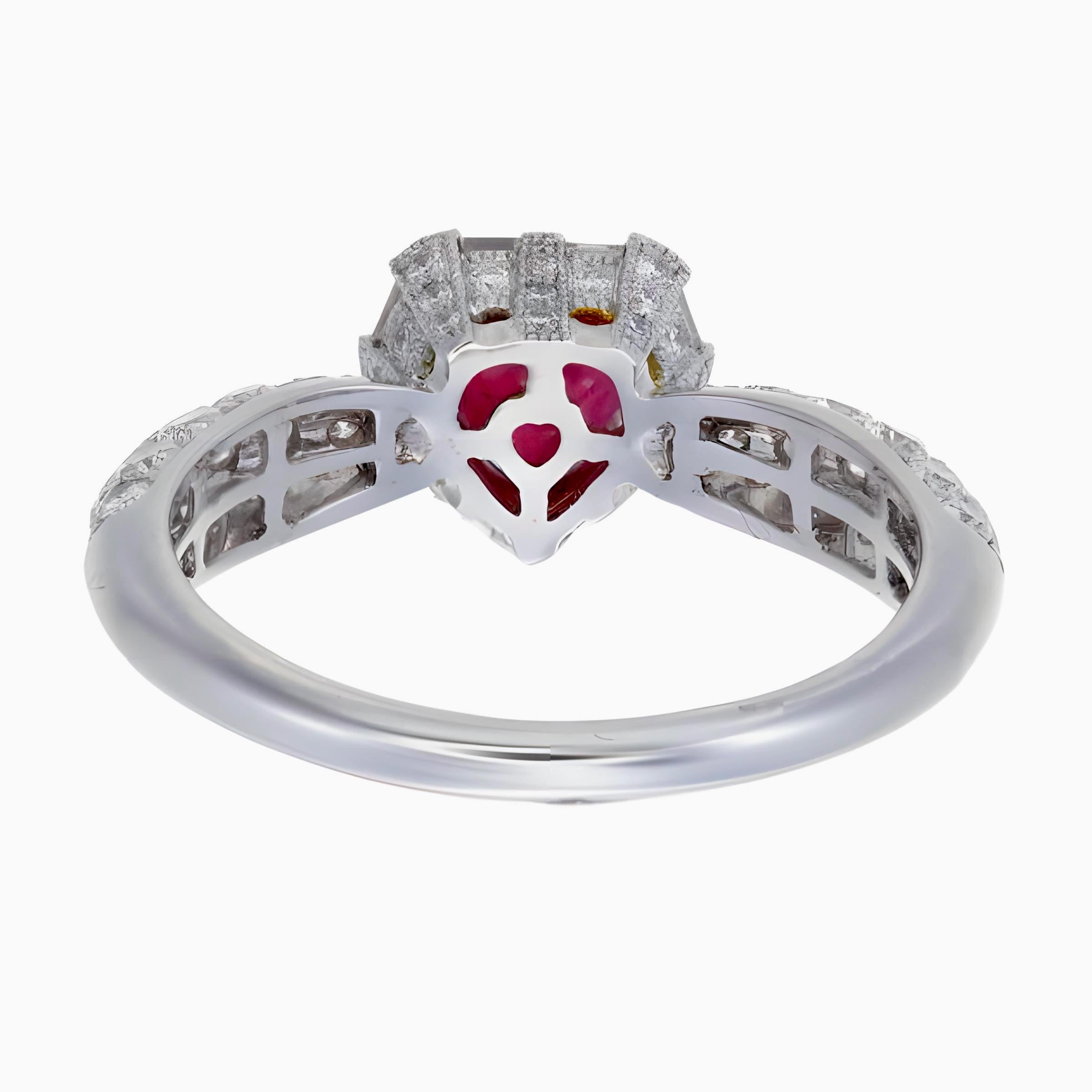 GIA Certified 0.85 Carats Burma No Heat Red Ruby Ring in 18 Karat White Gold In New Condition For Sale In Bangkok, TH