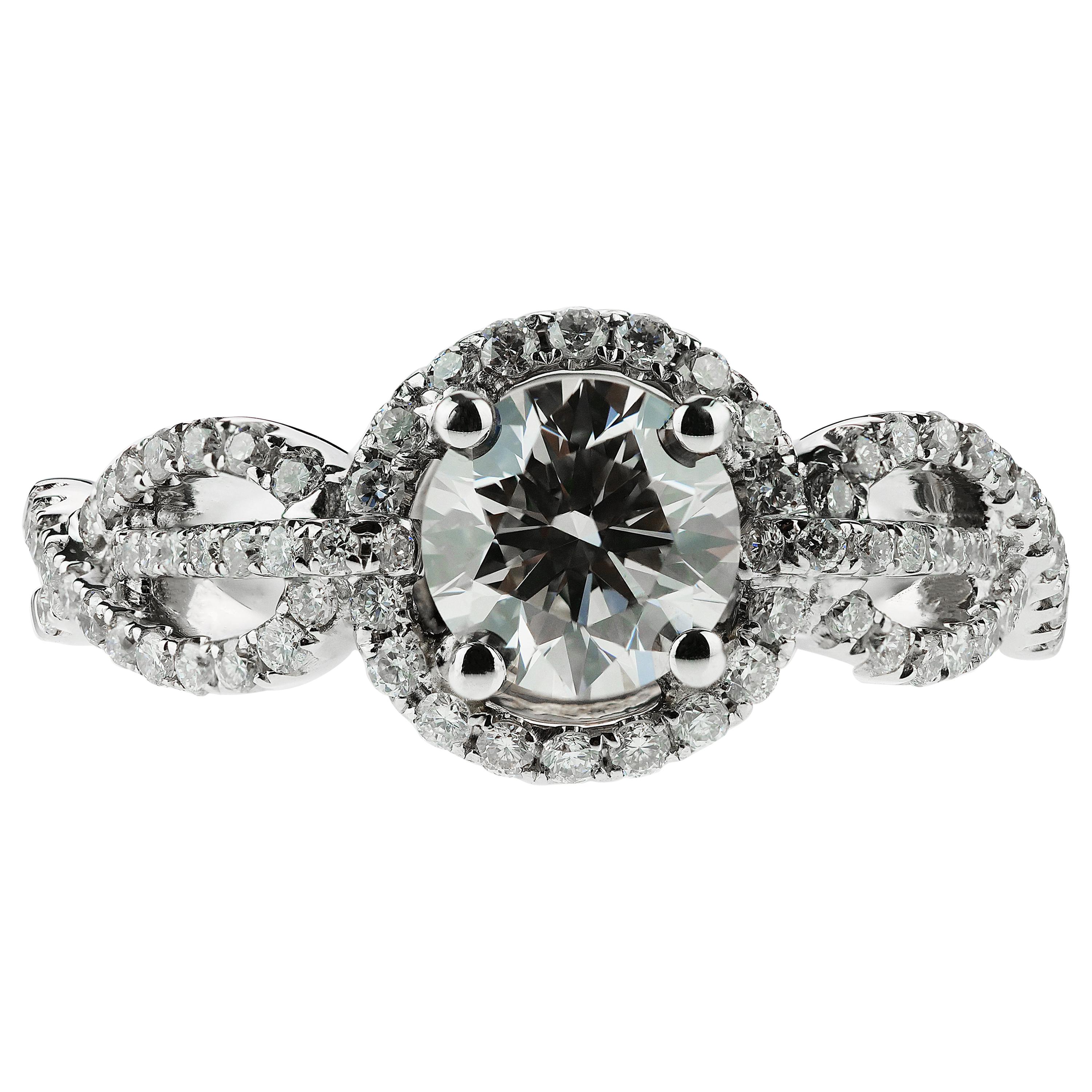 Bague certifiée GIA de 0,85 ct de diamant de couleur Brown avec bordure de diamants en 18K en vente