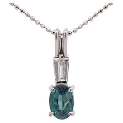GIA Certified 0.86 Carat Brazilian Alexandrite & Diamond Platinum Drop Necklace