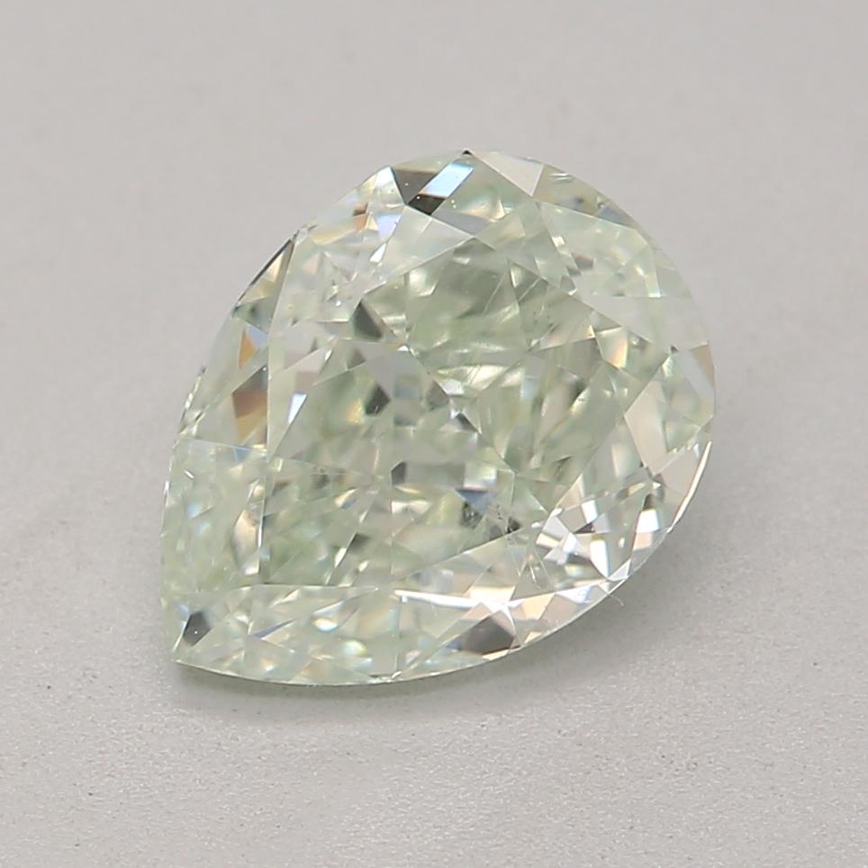 Certificate: GIA 
Report Number:  5373762438
Shape And Cut: Pear 
Carat Weight: 0.86 carat
Measurements: 7.21 x 5.41 x 3.1 mm
Color Grade: Fancy Light Yellowish Green

FEATURES OF THE DIAMOND:

This fancy light yellowish green diamond is a rare and