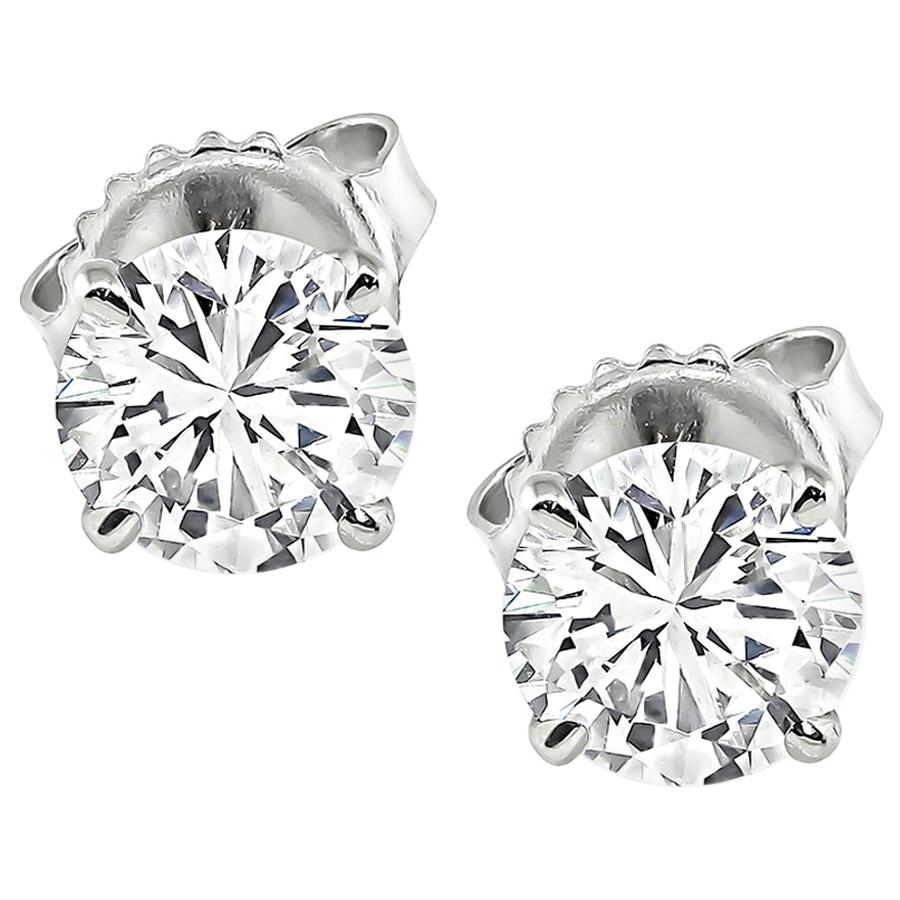 14k Yellow Gold 1.80Ct Round Cut Moissanite Solitaire Vintage Studs Earrings