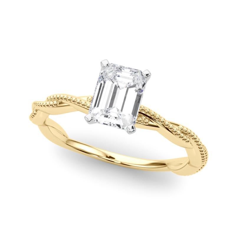 Emerald Cut GIA Certified 0.88 Carat Emerald Twisted Braided Band Diamond Ring For Sale