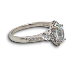 Bague en or blanc certifiée GIA de 0,88 carat de tourmaline Paraiba et de diamant blanc