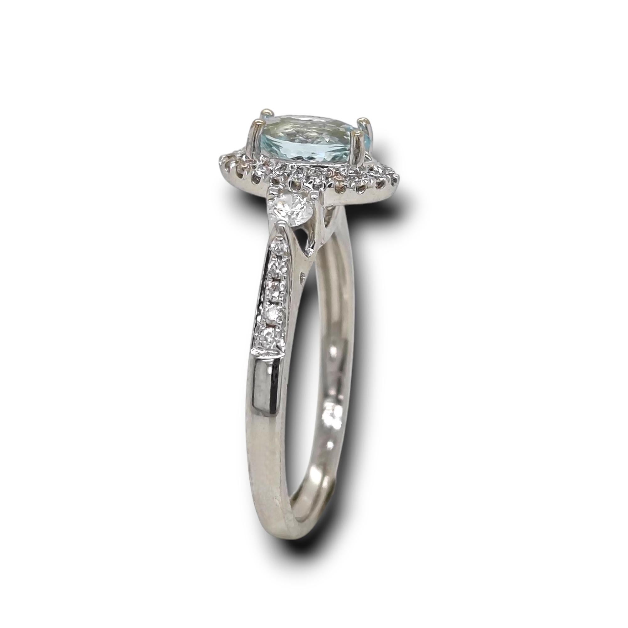 Anillo de oro blanco con turmalina paraiba y diamante blanco certificado por GIA de 0,88 quilates Corte mixto en venta