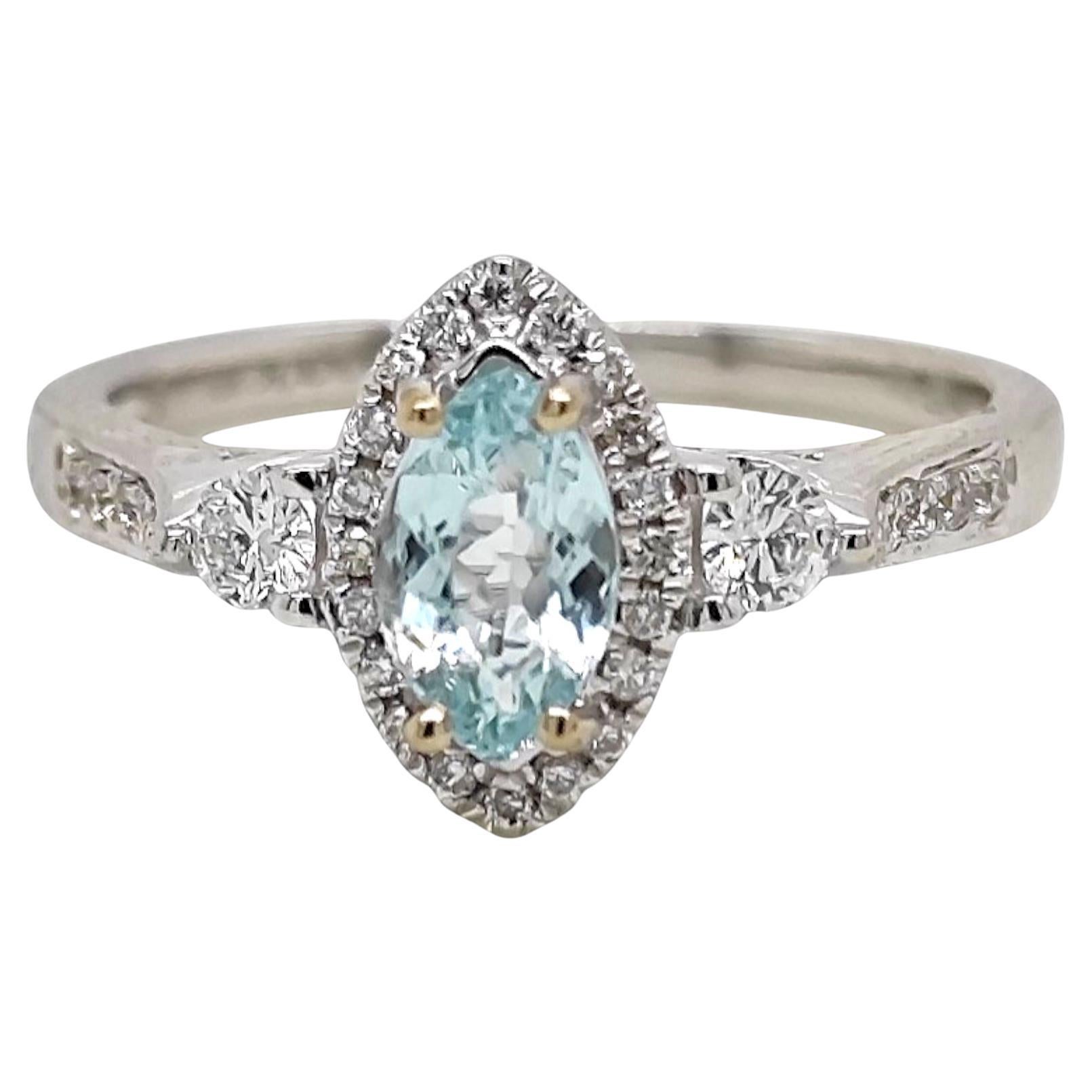 GIA-zertifiziert 0,88 Karat Paraiba Turmalin und weißer Diamant Weißgold Ring