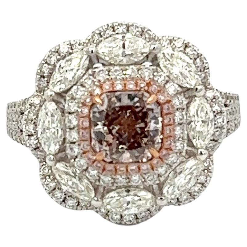 GIA Certified 0.88 Carat Pink Diamond Ring For Sale