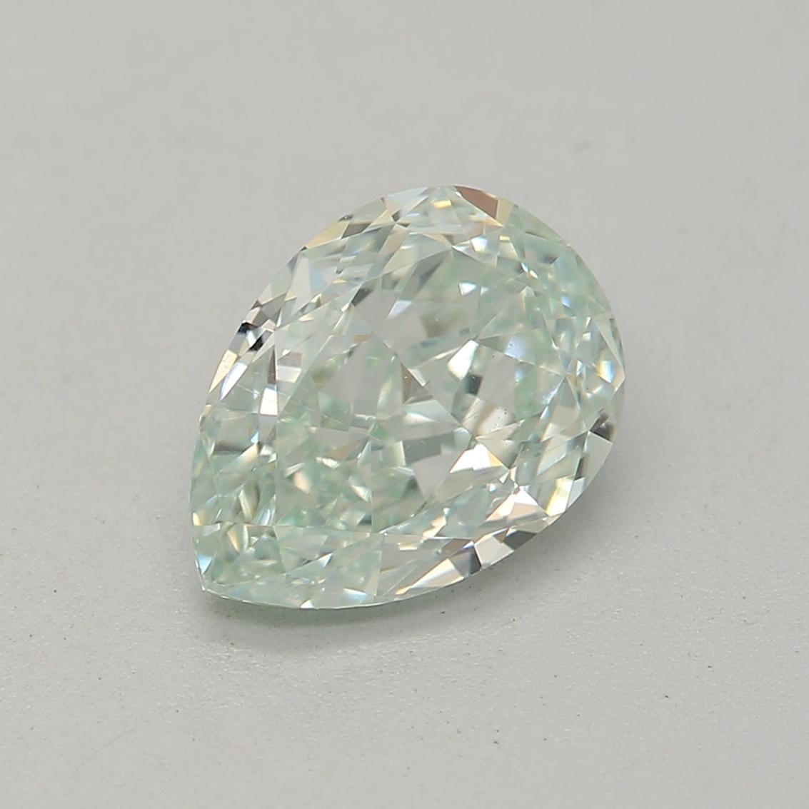 Certificate: GIA 
Report Number: 2376762009
Shape And Cut: Pear
Carat Weight: 0.89 carat
Measurements:7.19 x 5.28 x 3.14 mm
Color Grade: Fancy Light Green 

FEATURES OF THE DIAMOND:

This fancy light green diamond is a rare and elegant diamond