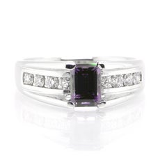 GIA Certified 0.89 Carat Natural Brazilian Alexandrite Ring Set in Platinum
