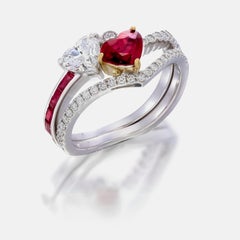 GIA-zertifiziert 0,89 Karat Taubenblut Burma No Heat Heart Cut Rubin in 18K W/G