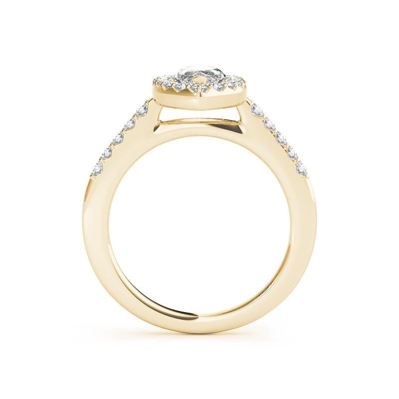 Taglio marquise Anello con diamanti aureolati e brillanti rotondi certificati GIA da 0,8 ct. in vendita