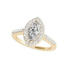 Anello con diamanti aureolati e brillanti rotondi certificati GIA da 0,8 ct.