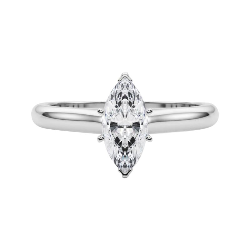 GIA Certified 0.8ct Marquise Slim Band Classic Solitaire Diamond Ring