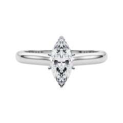 GIA Certified 0.8ct Marquise Slim Band Classic Solitaire Diamond Ring