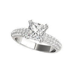 GIA Certified 0.8ct Princess Classic Solitaire Multi-Row Platinum Diamond Ring